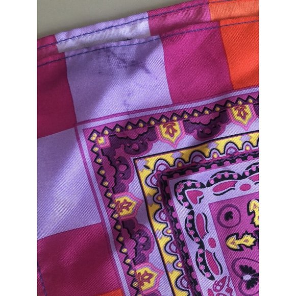 Lands End Kerchief Neck Scarf Women Square Colorful Paisley Print Bohemian - Picture 5 of 7